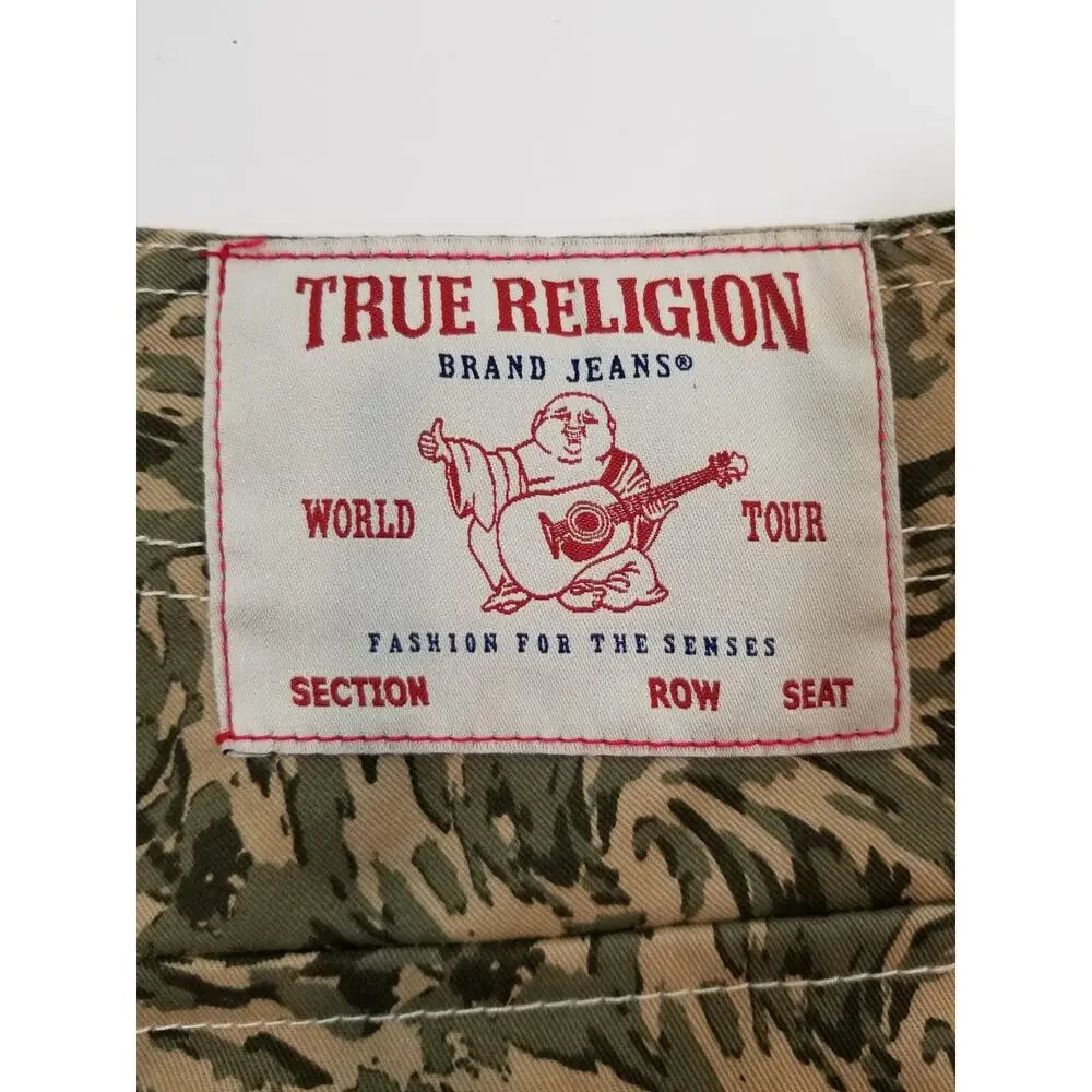 True Religion Men's Abstract Camo Cargo Pants Green Tan Waist 28